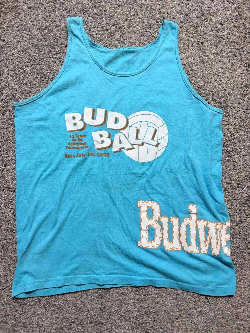 Budweiser Bud Ball Tank Top 1993 Blue Volleyball Tournament Shirt